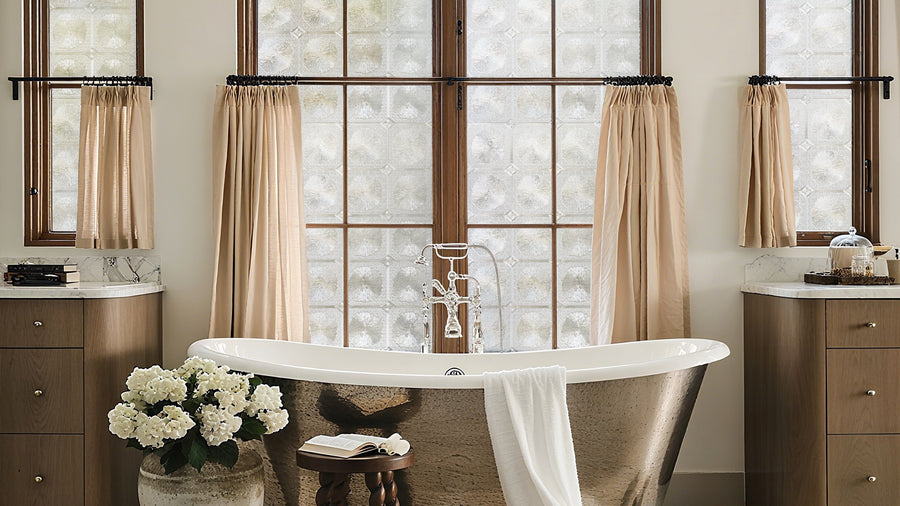 Privacy window film on bathroom or street-facing glass