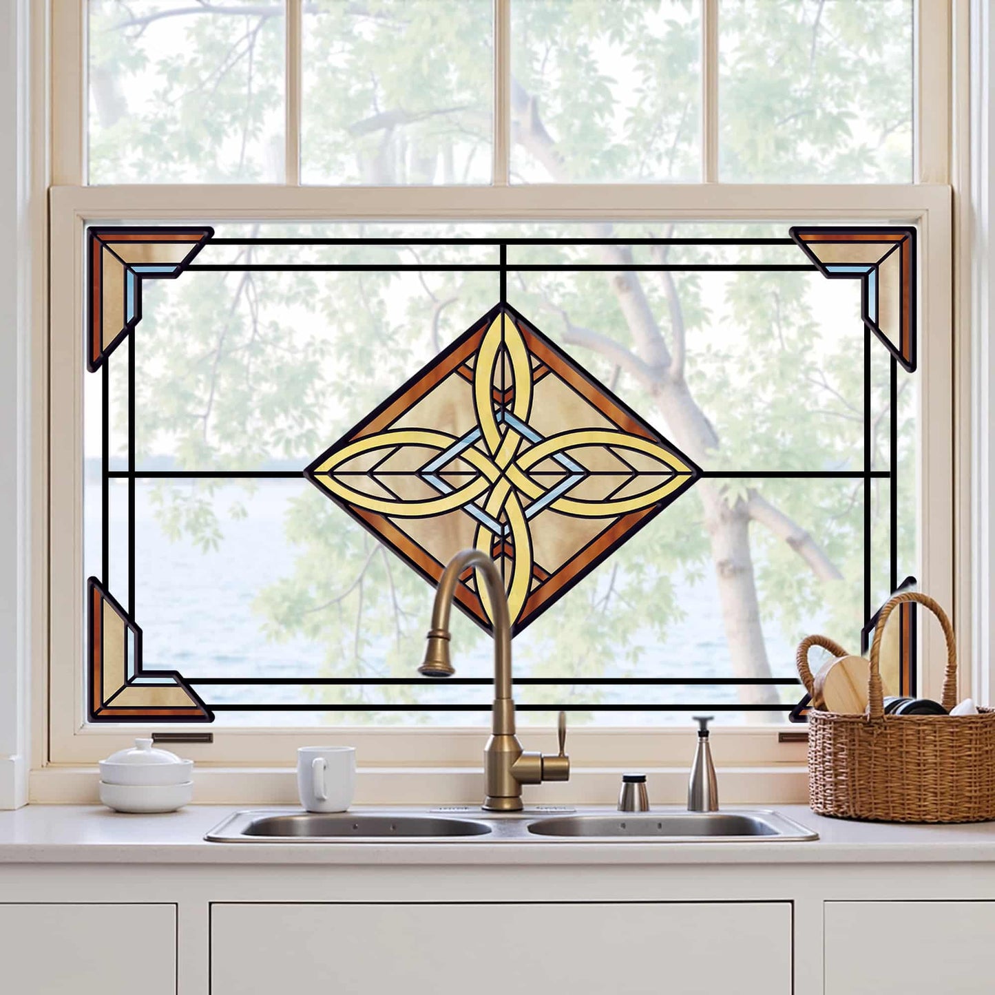 ADD.HERES Aurora's Knot 3D Stained Glass Window Film Static Cling