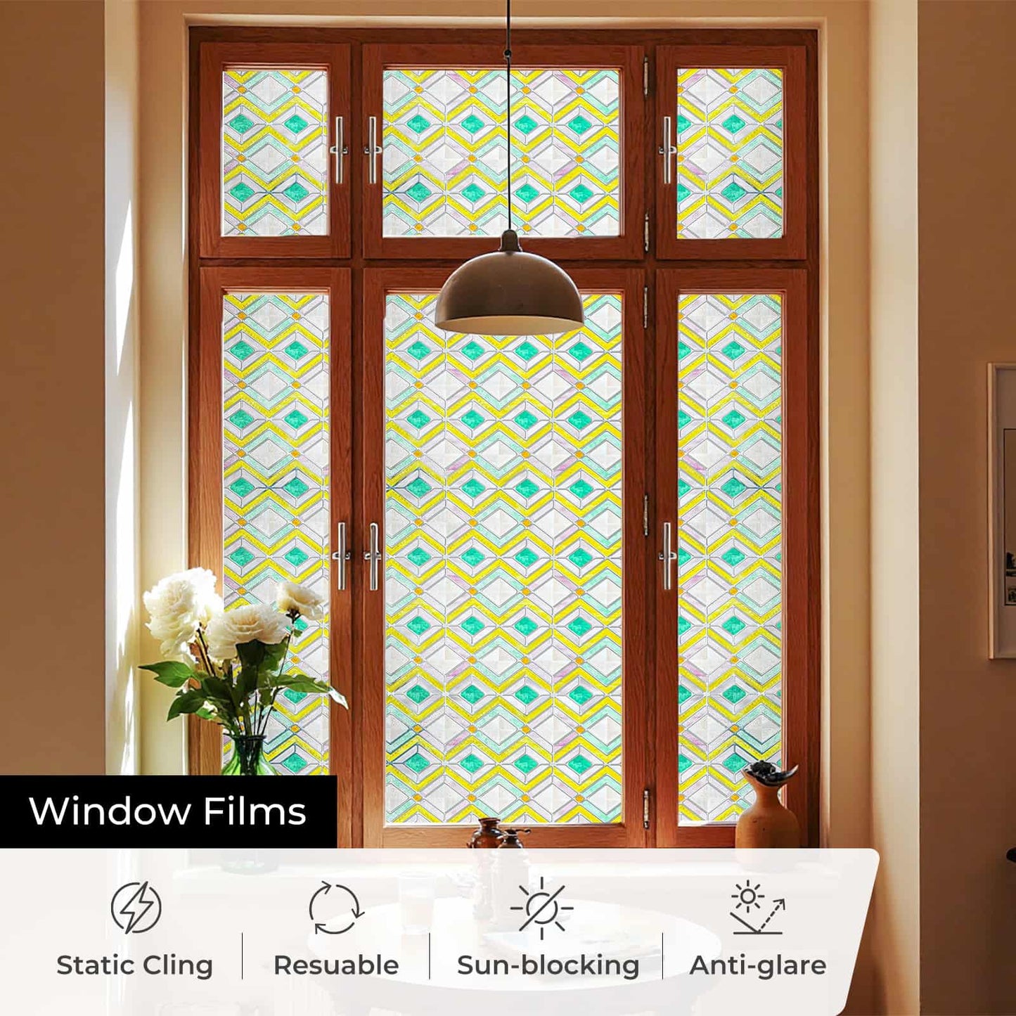 ADD.HERES Budapest 3D Stained Glass Window Film Static Cling