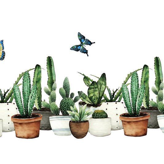 ADD.HERES Cactus Garden 3D Stained Glass Window Film Static Cling