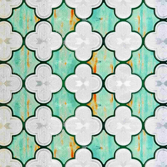 ADD.HERES Canglang Pavilion Green 3D Stained Glass Window Film Static Cling