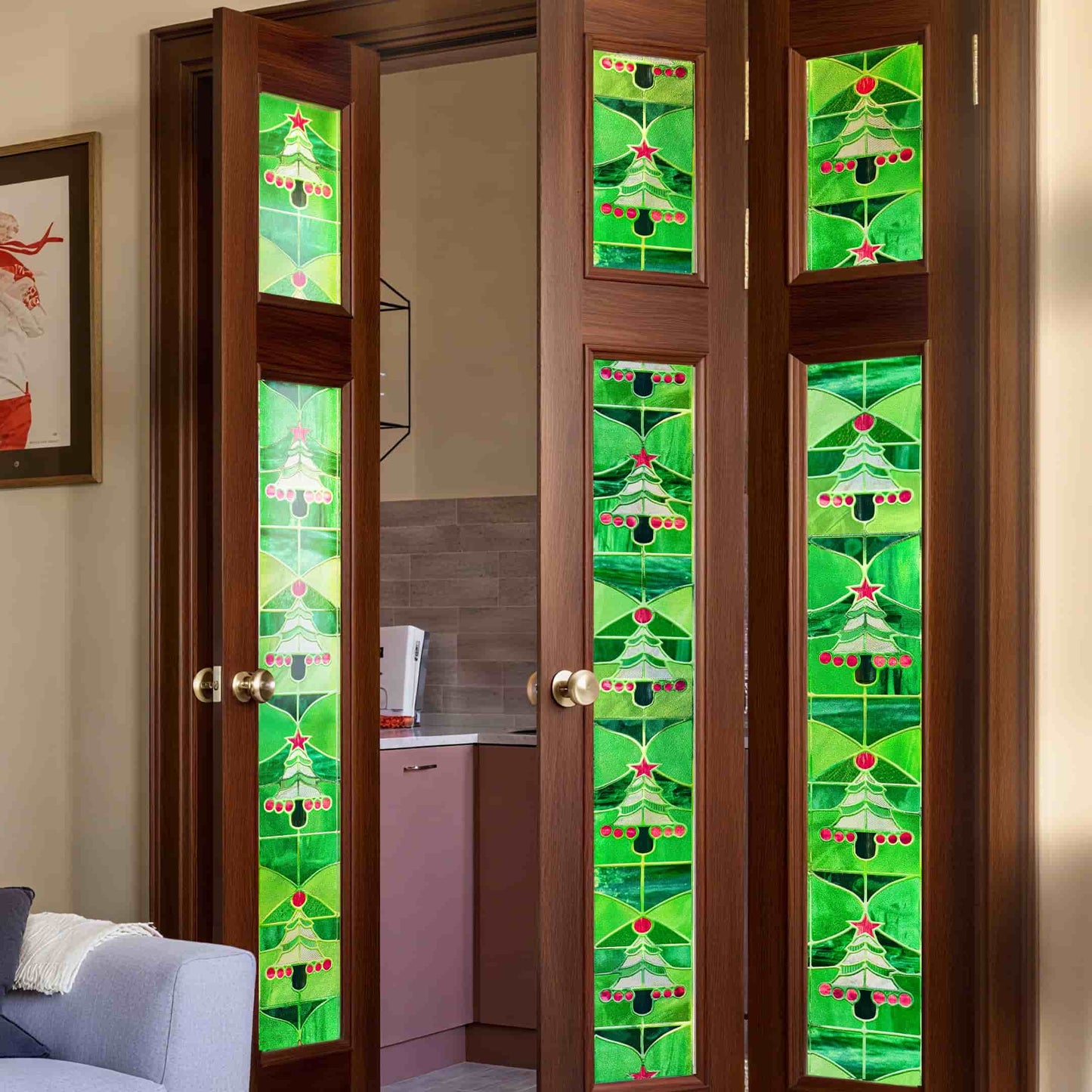 ADD.HERES Christmas Forest 3D Stained Glass Window Film Static Cling