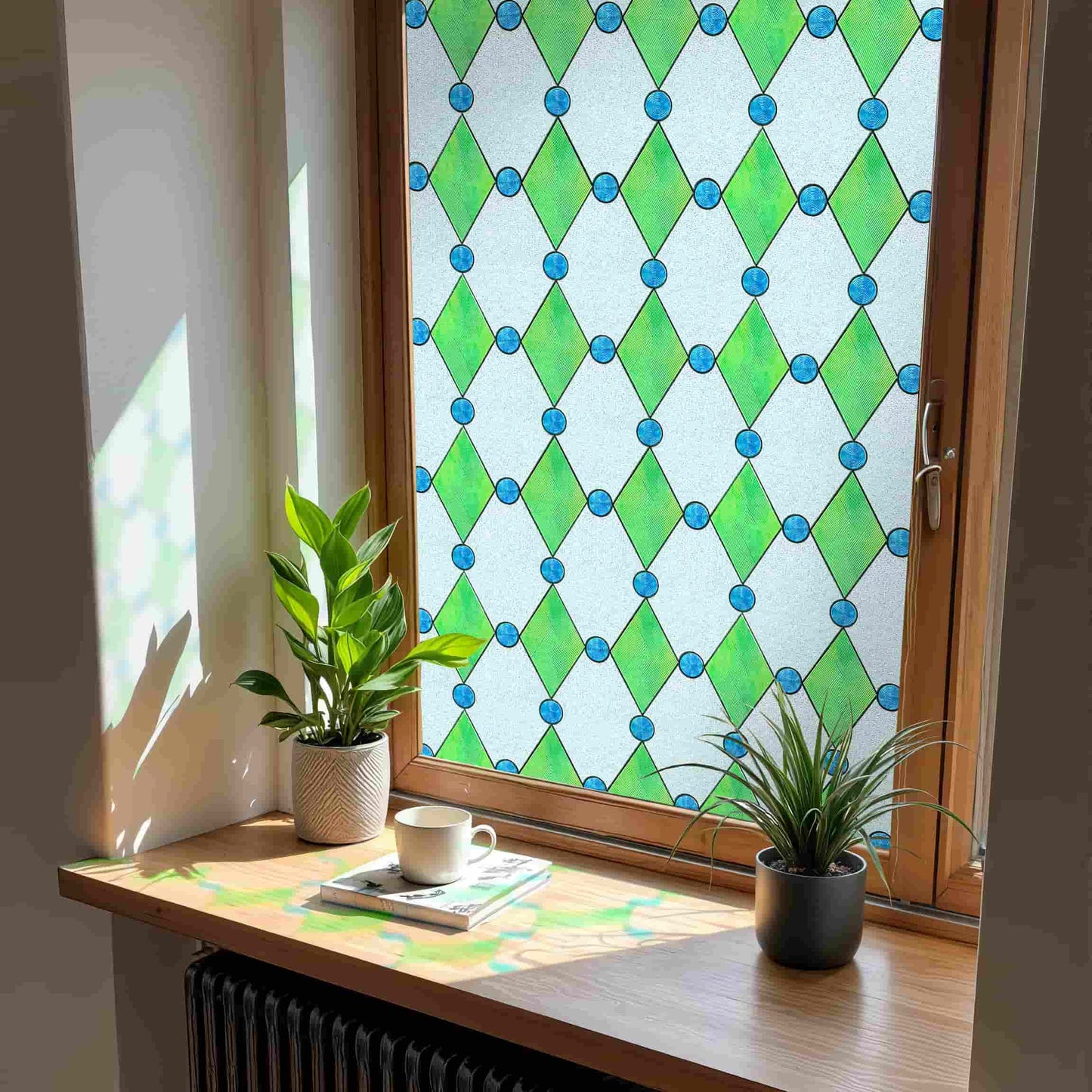 ADD.HERES Diamond Lattice 3D Stained Glass Window Film Static Cling