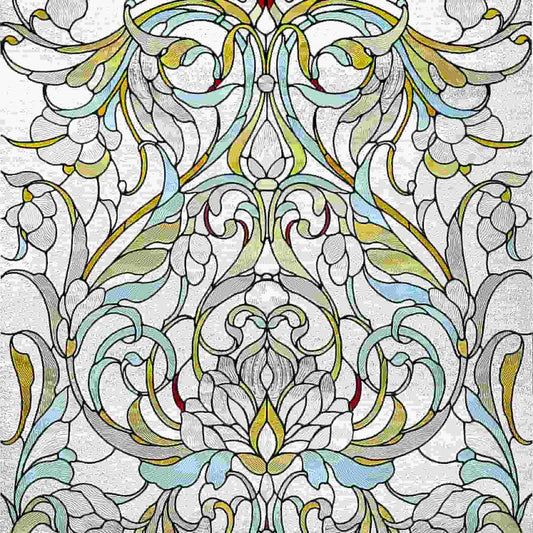 ADD.HERES Floral Path 3D Stained Glass Window Film Static Cling