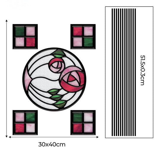 ADD.HERES Geometric Rose 3D Stained Glass Window Film Static Cling