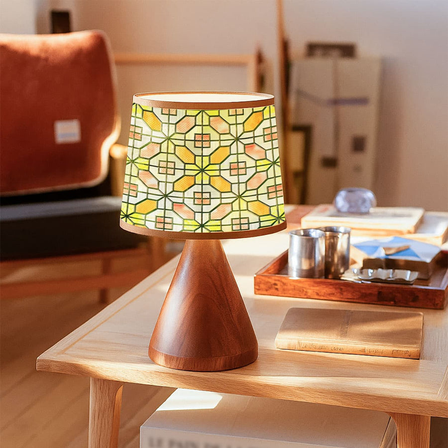 Low heat plastic lampshade with decorative film