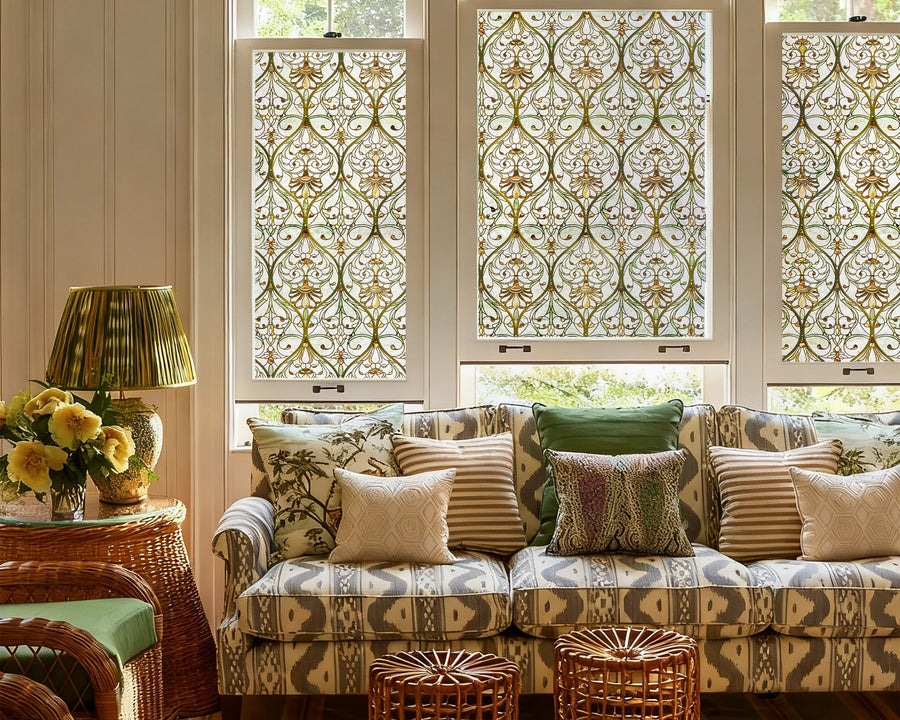 Living room decorative window film with color and light
