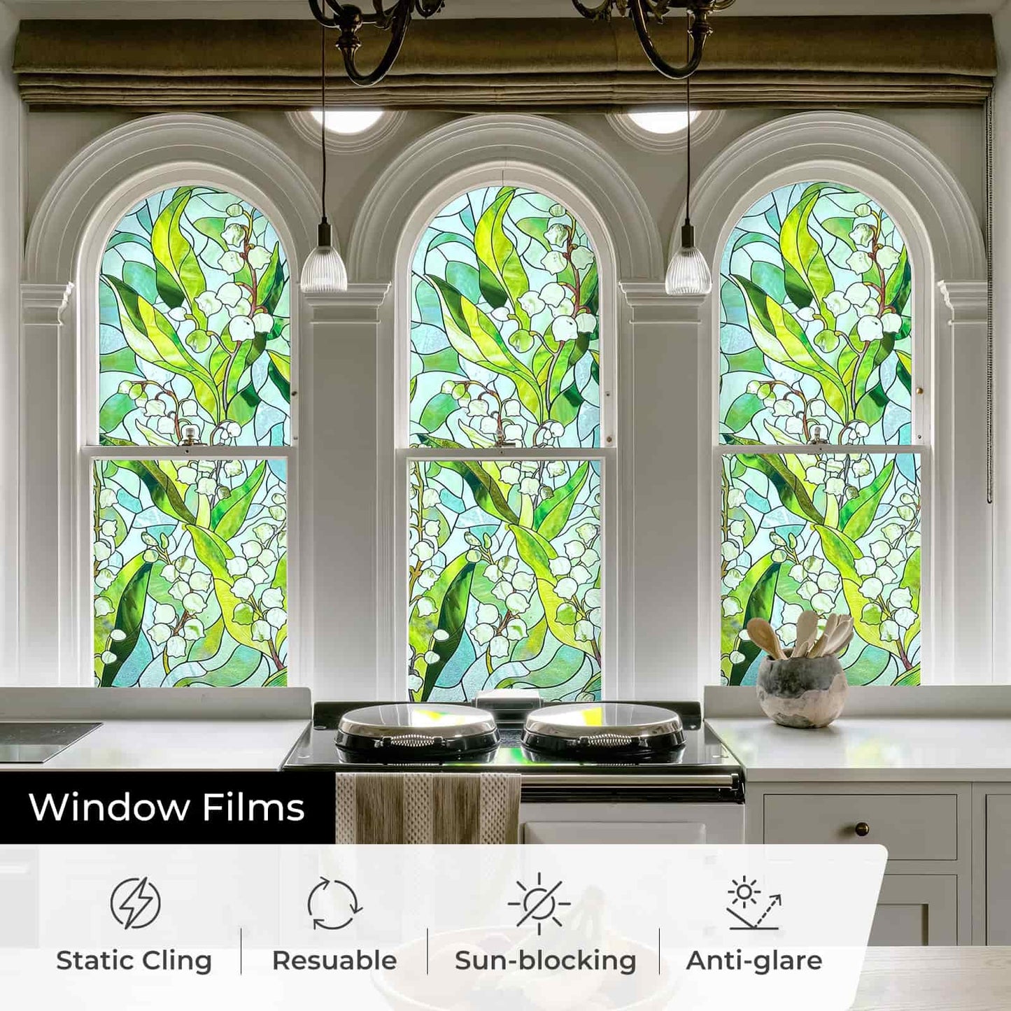 ADD.HERES Linglan 3D Stained Glass Window Film Static Cling