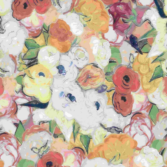 ADD.HERES Oil Painting Flowers 3D Stained Glass Window Film Static Cling