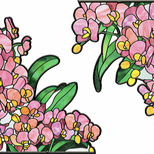 ADD.HERES Phalaenopsis 3D Stained Glass Window Film Static Cling
