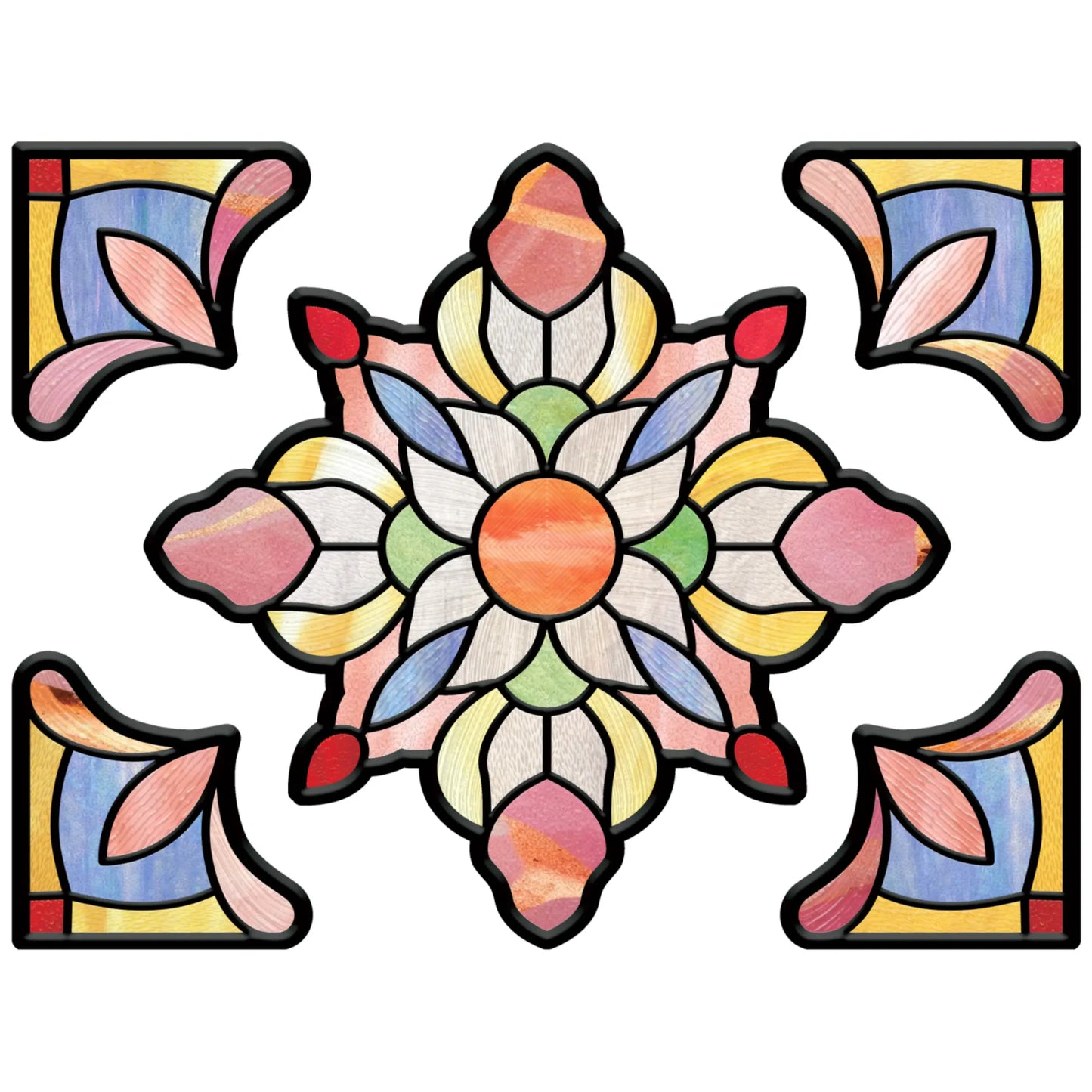 ADD.HERES Prismatic Lotus 3D Stained Glass Window Film Static Cling