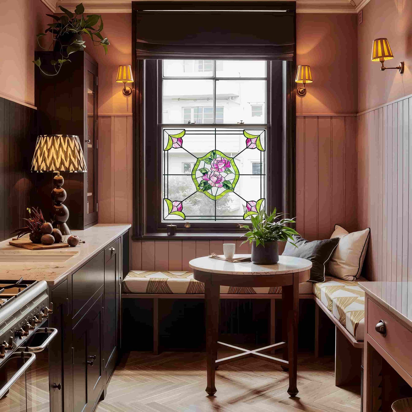 ADD.HERES Rose Garden 3D Stained Glass Window Film Static Cling