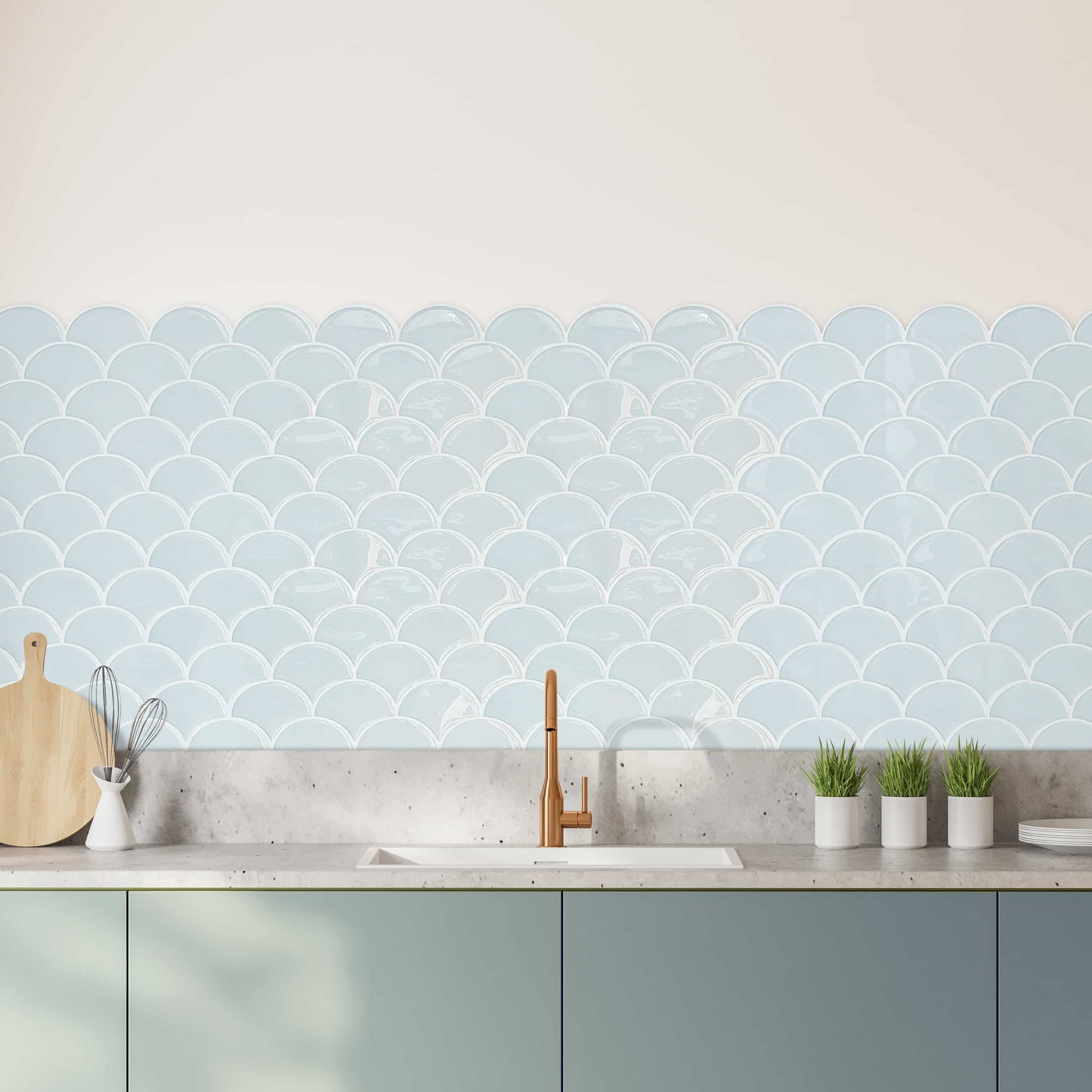 ADD.HERES Scallop Peel and Stick Backsplash Self-Adhesive 5 Sheets