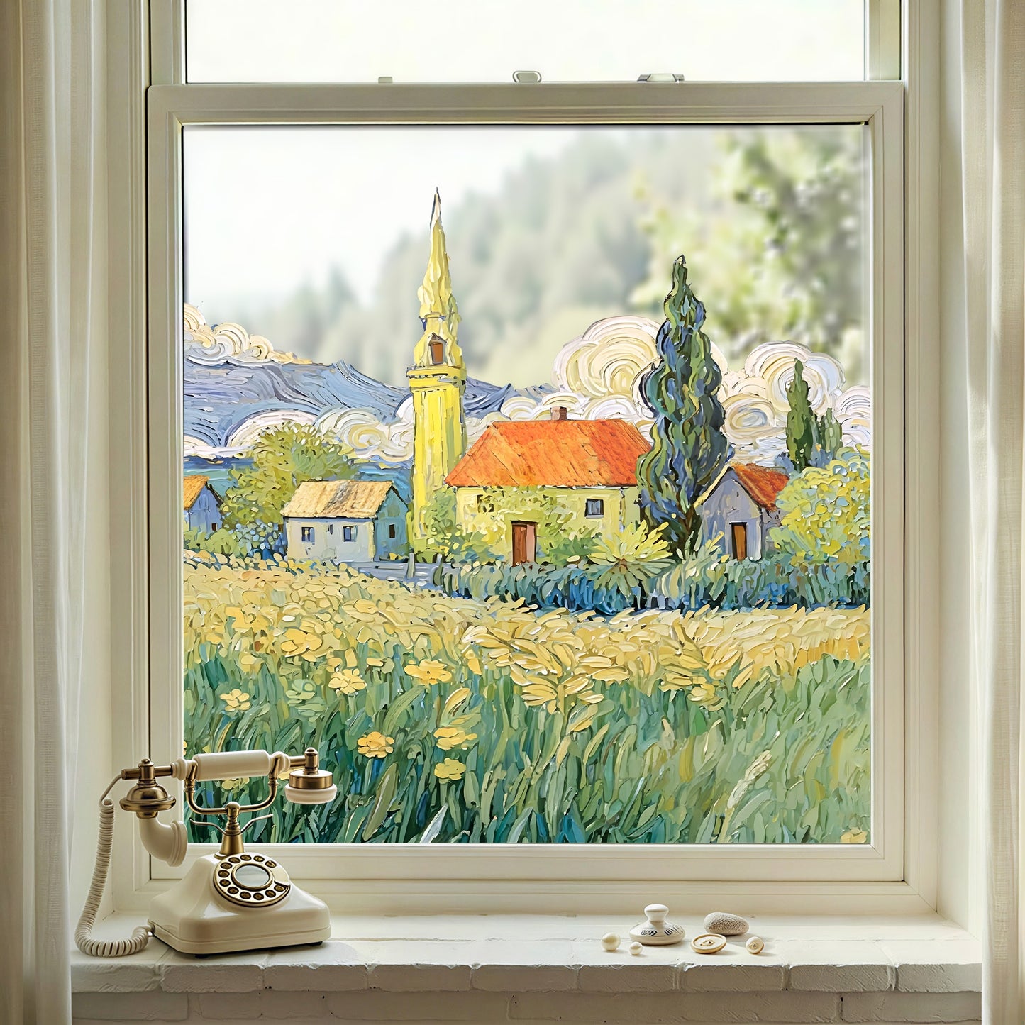 ADD.HERES Toscana 3D Stained Glass Window Film Static Cling