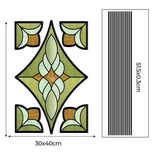ADD.HERES Verdant Prism 3D Stained Glass Window Film Static Cling