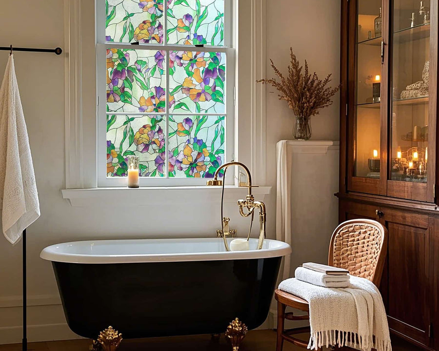 Bathroom window privacy film that lets light in