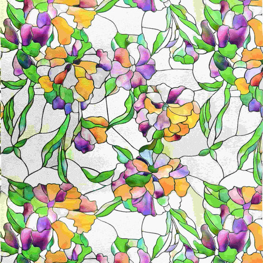 ADD.HERES Viola tricolor 3D Stained Glass Window Film Static Cling