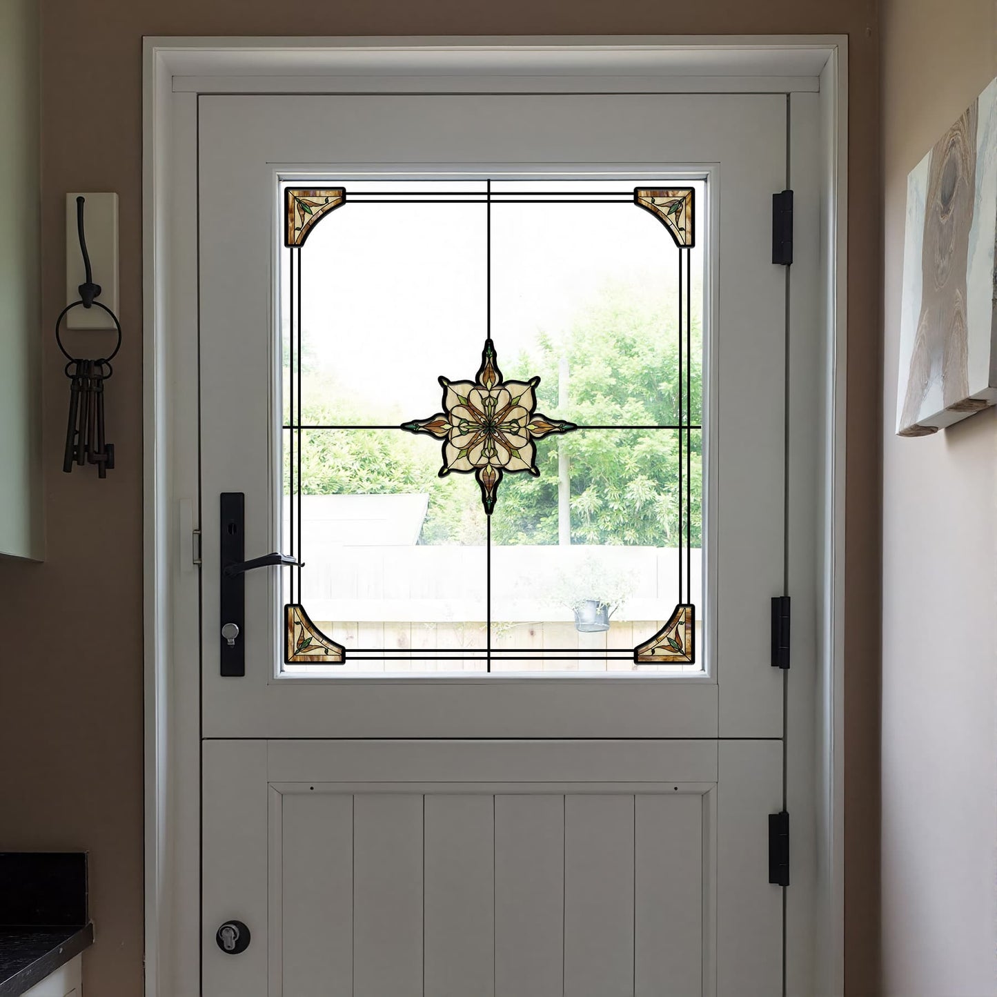 ADD.HERES Amber Starry Light 3D Stained Glass Window Film Static Cling