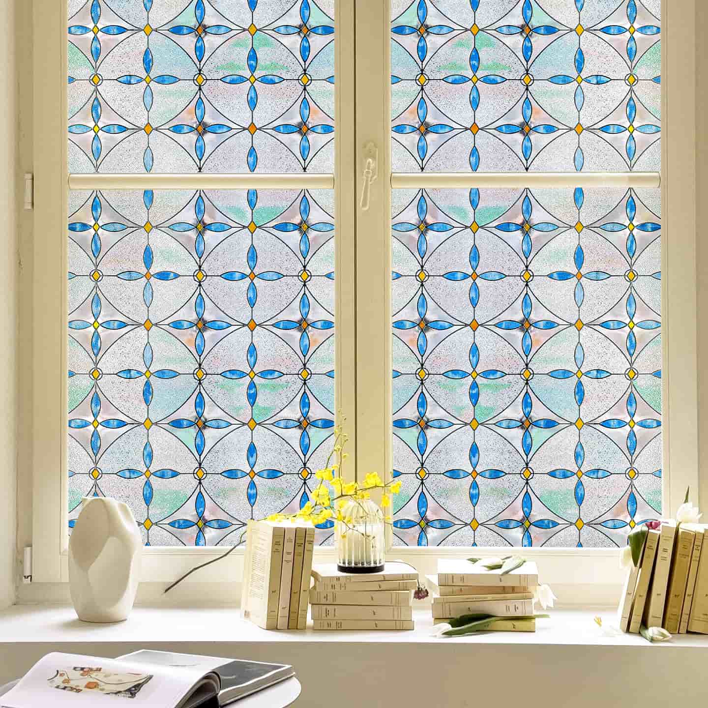 ADD.HERES Blue Tears 3D Stained Glass Window Film Static Cling