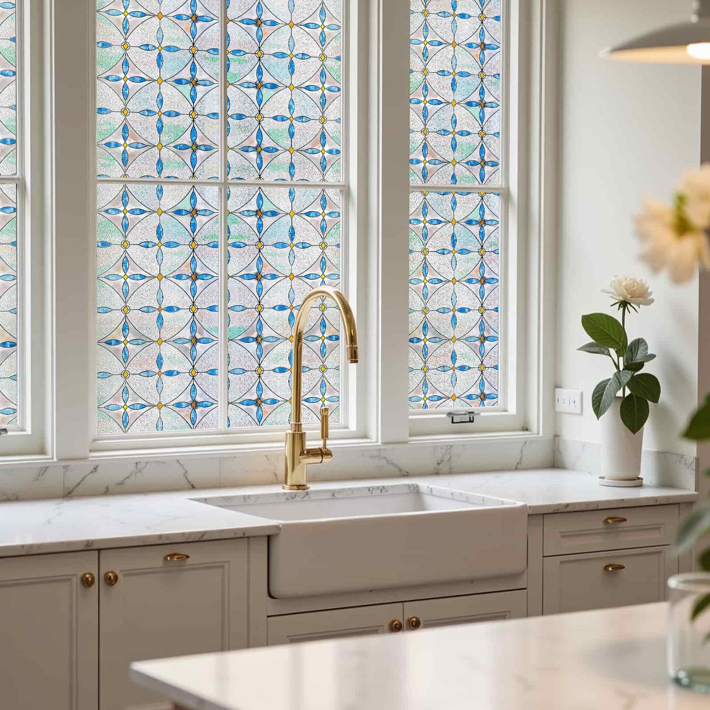ADD.HERES Blue Tears 3D Stained Glass Window Film Static Cling