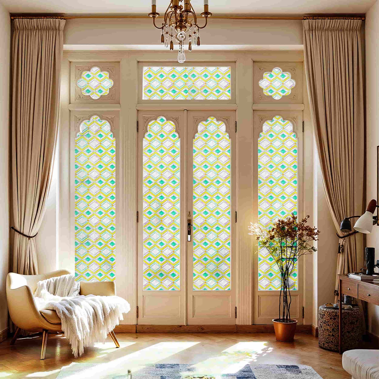 ADD.HERES Budapest 3D Stained Glass Window Film Static Cling