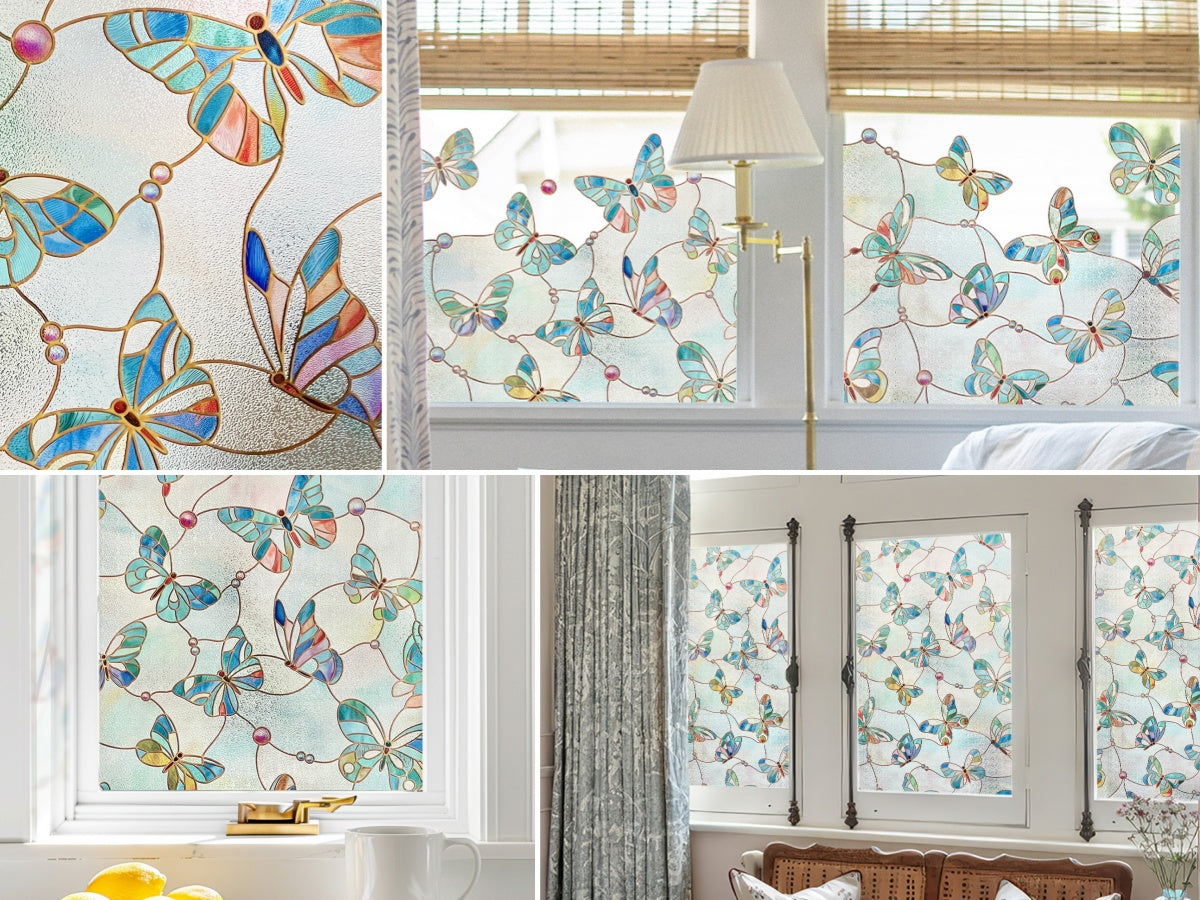 ADD.HERES Butterfly 3D Stained Glass Window Film Static Cling