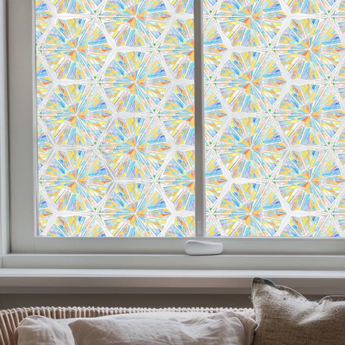 ADD.HERES Diamond 3D Stained Glass Window Film Static Cling