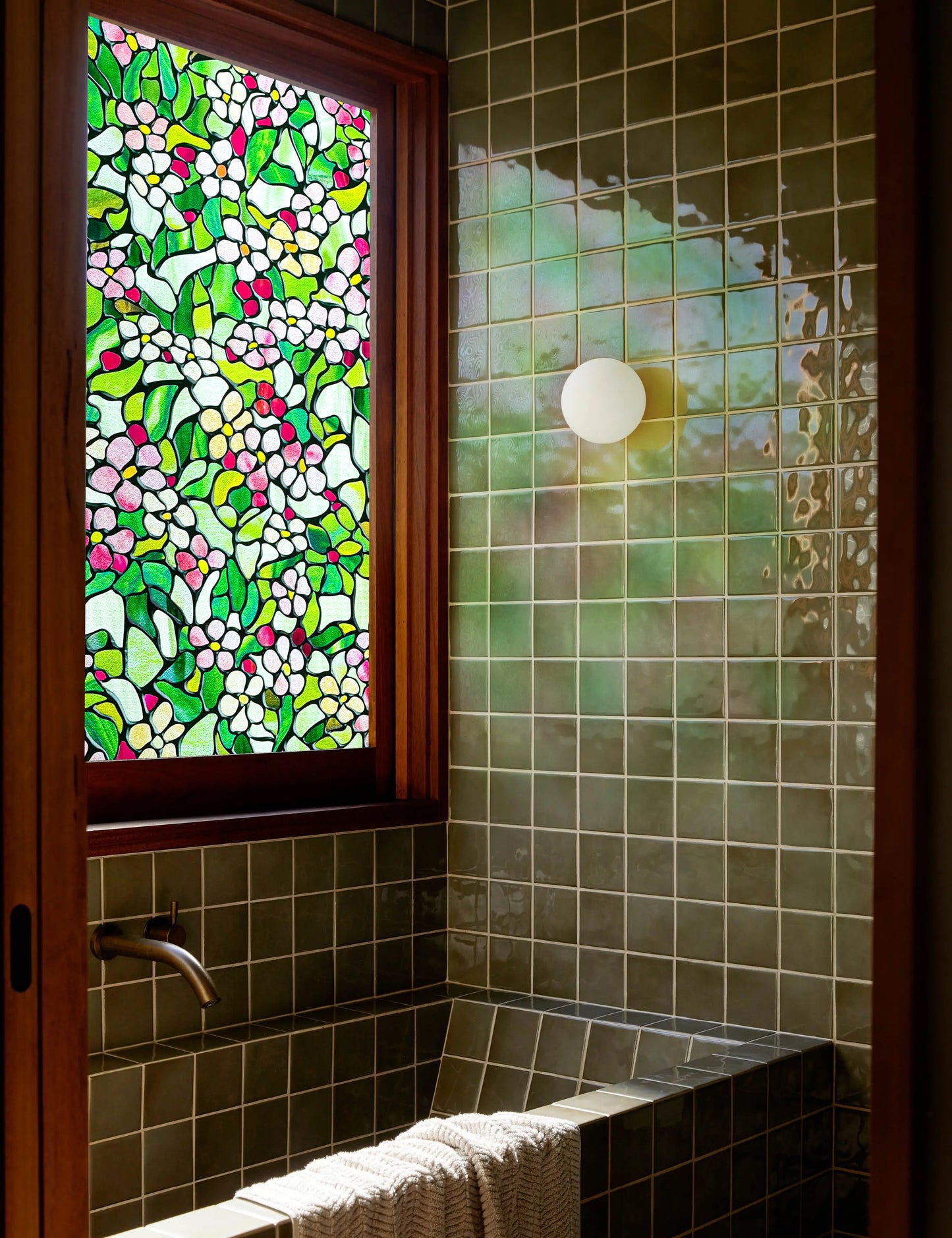 ADD.HERES Blossomray 3D Stained Glass Window Film Static Cling