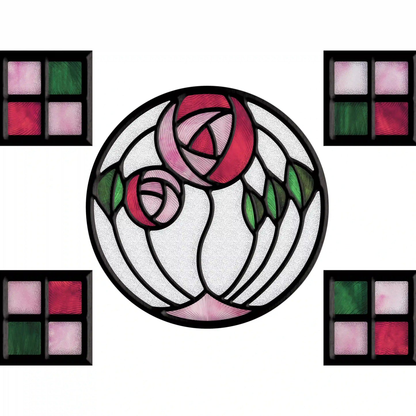 ADD.HERES Geometric Rose 3D Stained Glass Window Film Static Cling