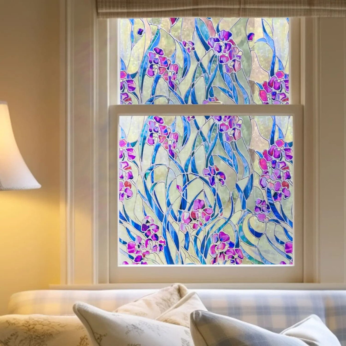 ADD.HERES Irises 3D Stained Glass Window Film Static Cling