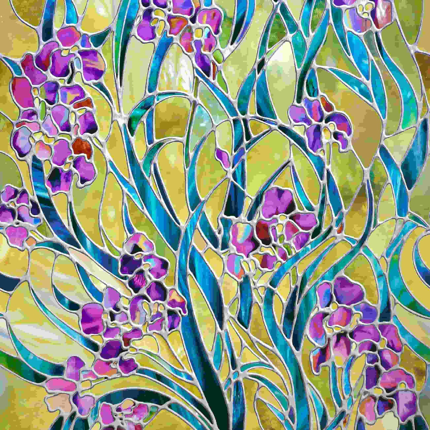 ADD.HERES Irises 3D Stained Glass Window Film Static Cling