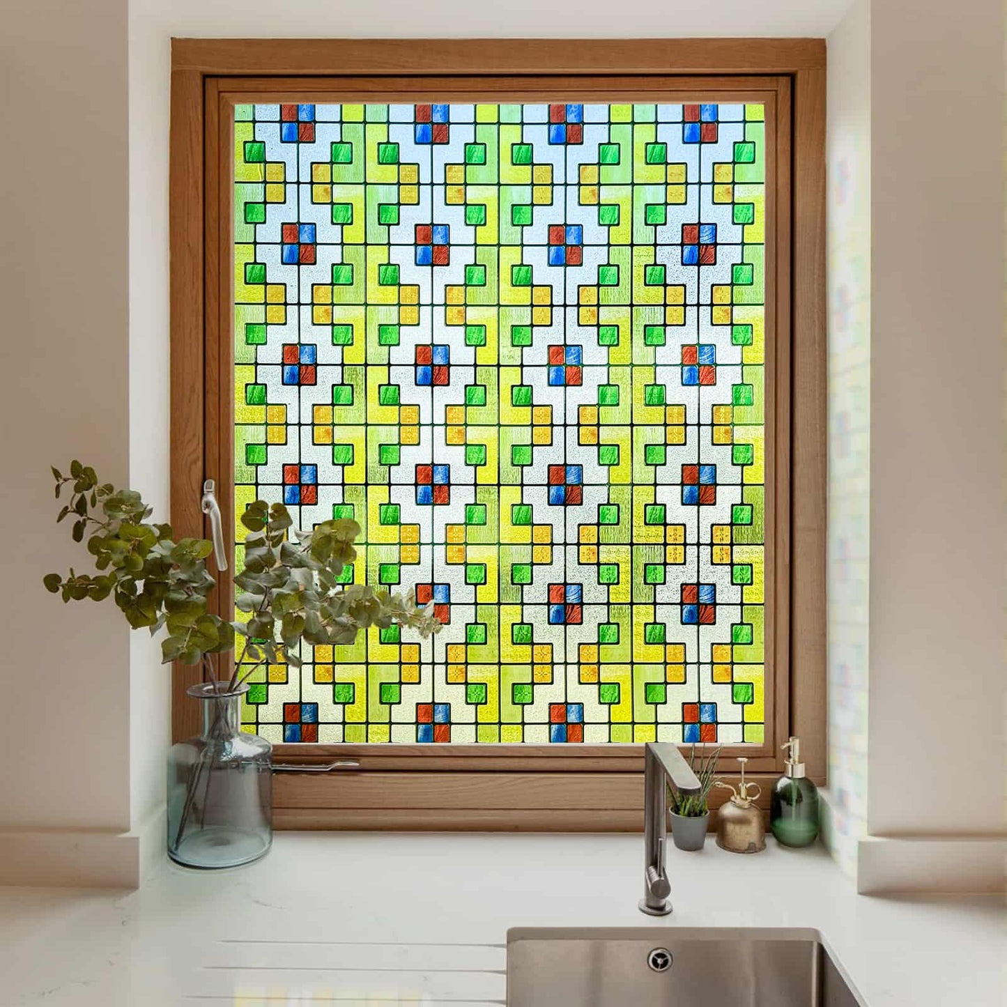 ADD.HERES Magnolia Hall 3D Stained Glass Window Film Static Cling