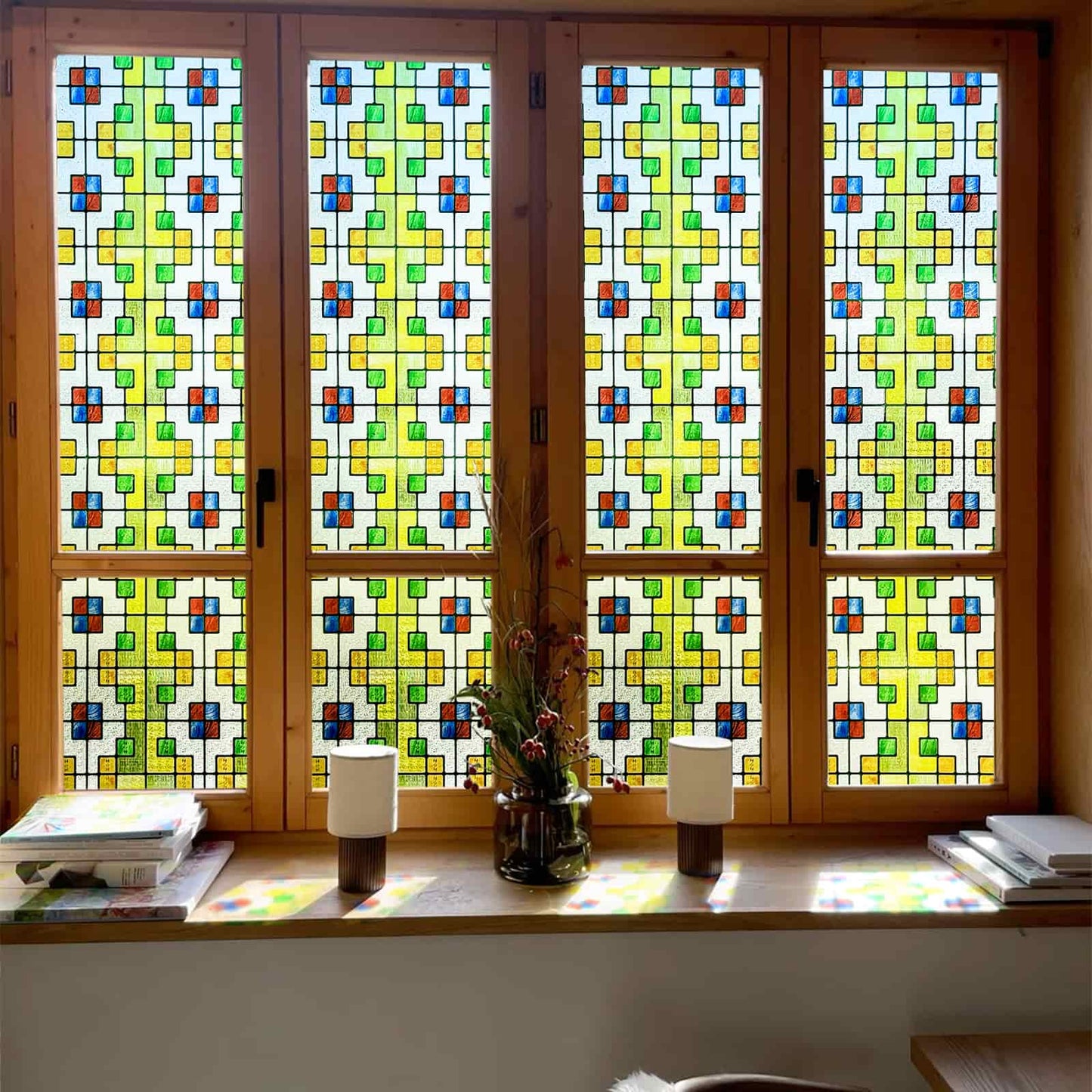 ADD.HERES Magnolia Hall 3D Stained Glass Window Film Static Cling