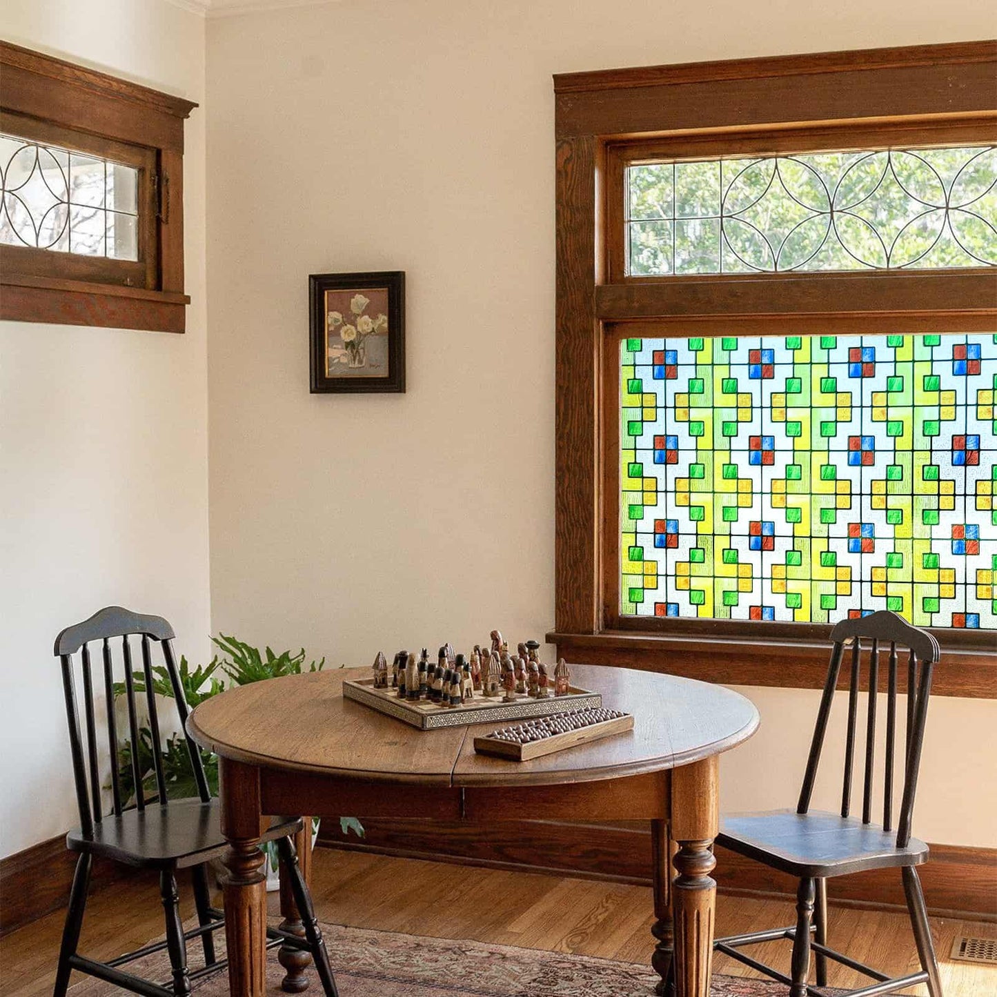 ADD.HERES Magnolia Hall 3D Stained Glass Window Film Static Cling