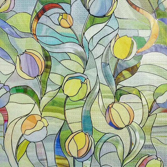 ADD.HERES Moonlight Tulip 3D Stained Glass Window Film Static Cling