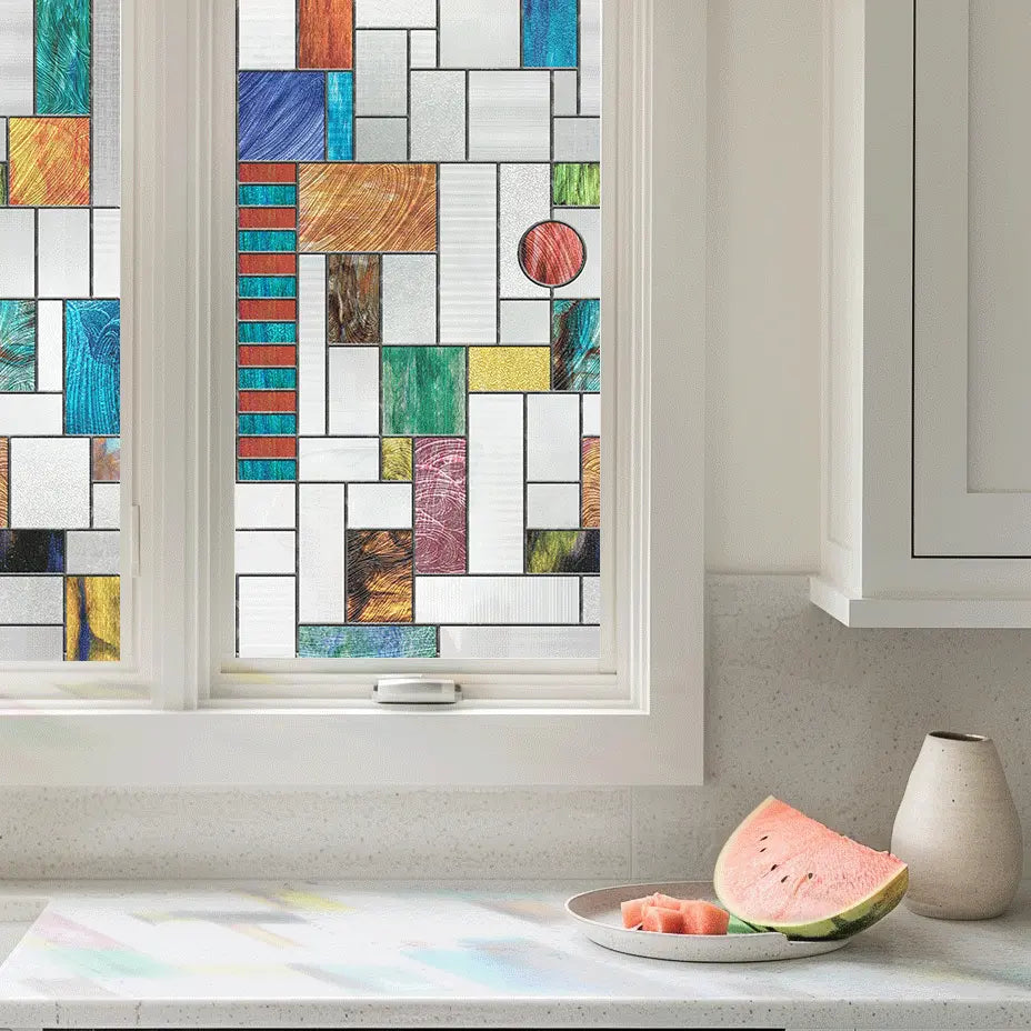 ADD.HERES Ores 3D Stained Glass Window Film Static Cling