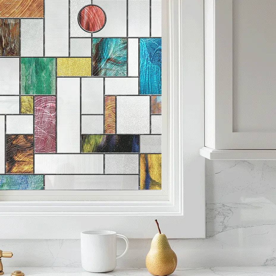 ADD.HERES Ores 3D Stained Glass Window Film Static Cling