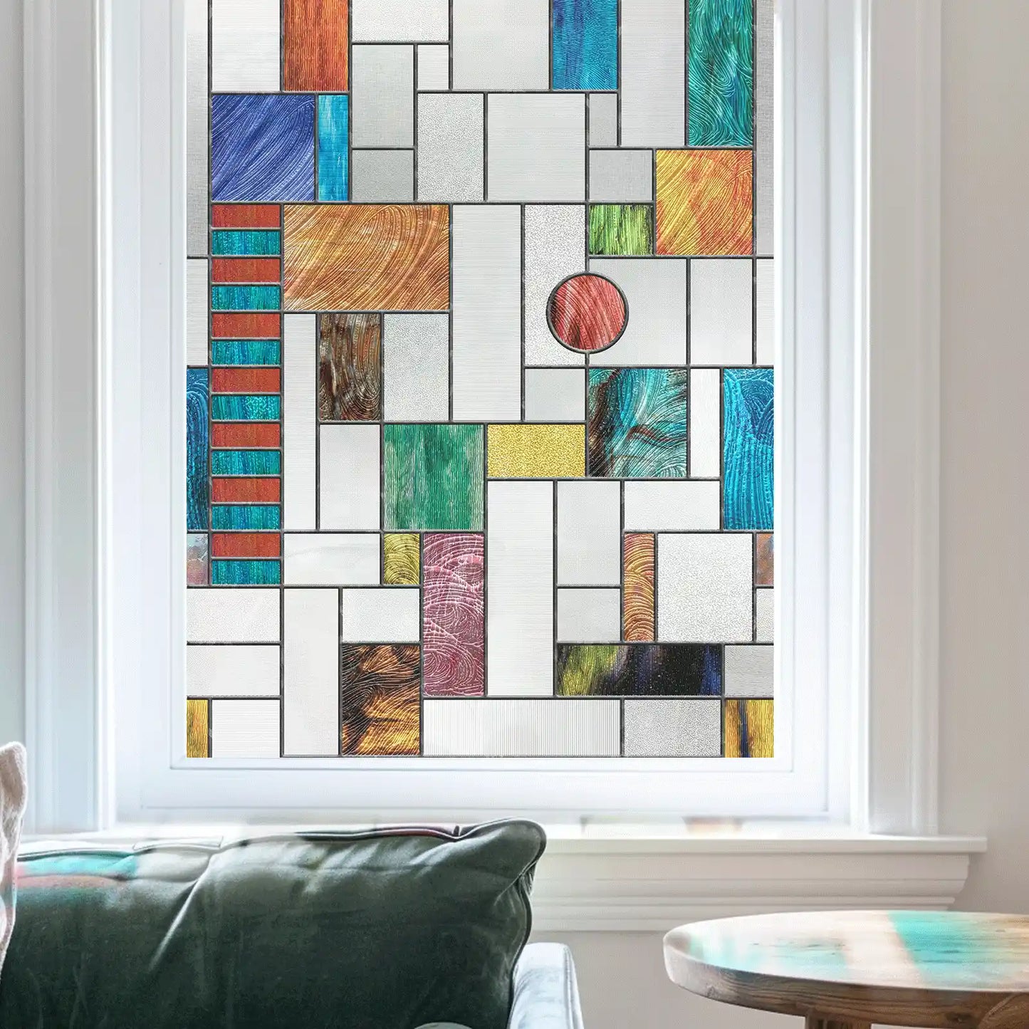 ADD.HERES Ores 3D Stained Glass Window Film Static Cling