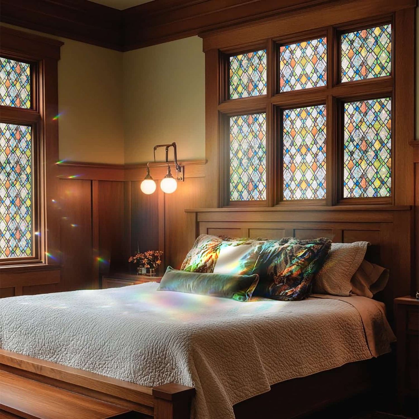 ADD.HERES Rainbow Crystal Shards 3D Stained Glass Window Film Static Cling
