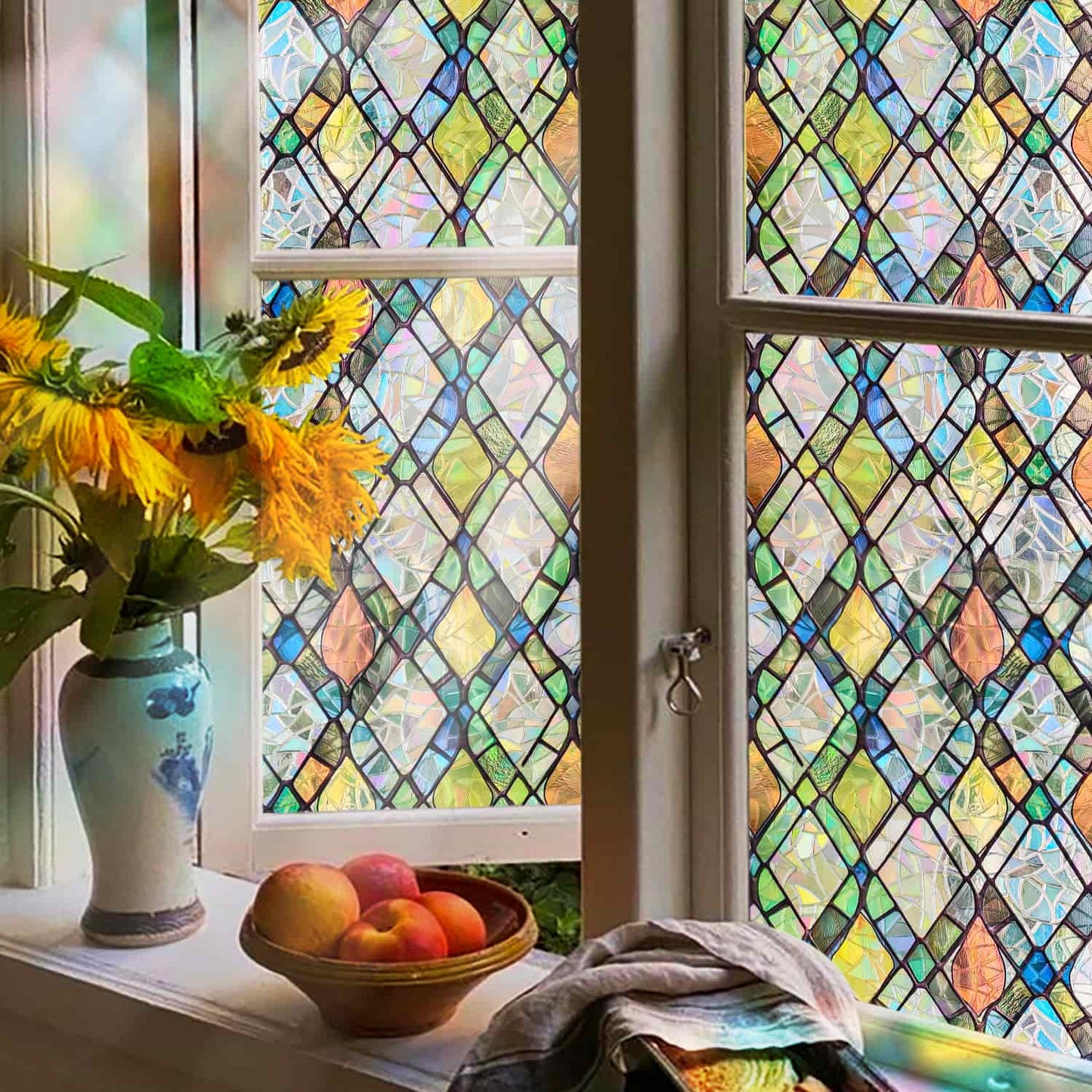 ADD.HERES Rainbow Crystal Shards 3D Stained Glass Window Film Static Cling