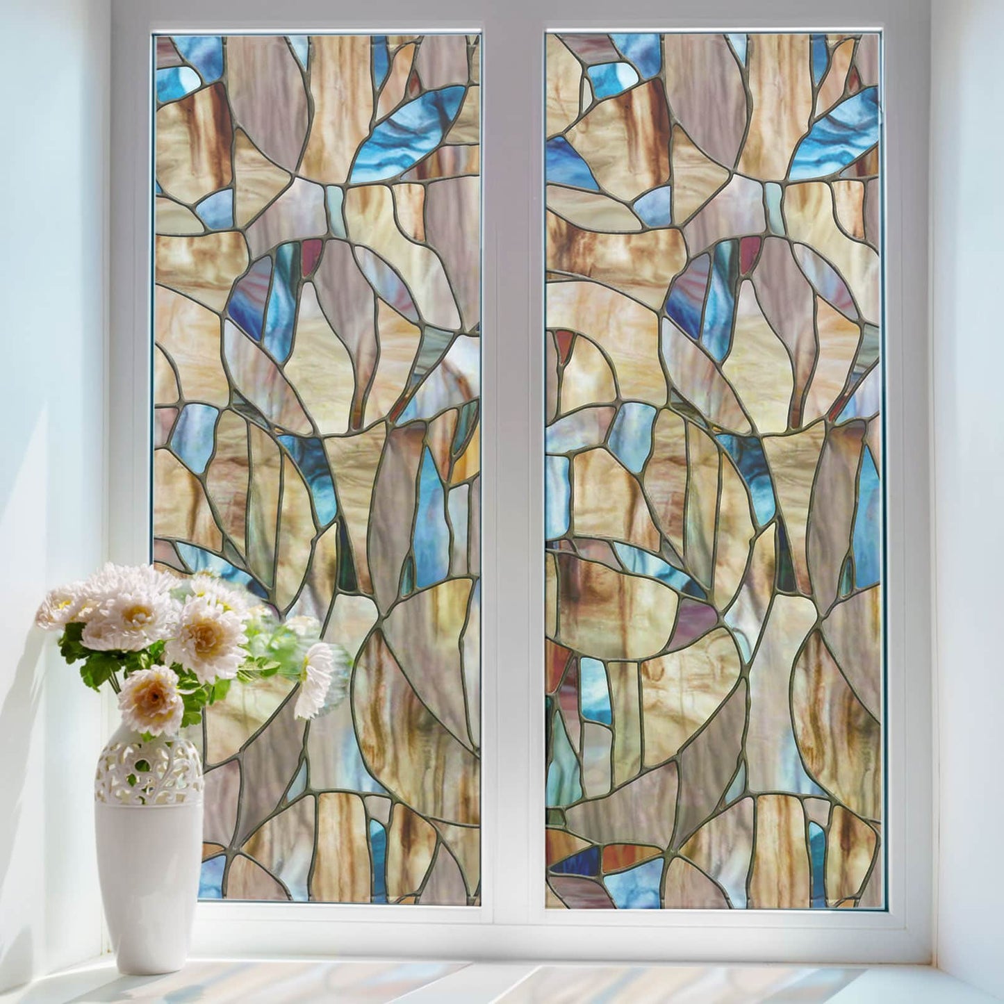 ADD.HERES Spiral 3D Stained Glass Window Film Static Cling