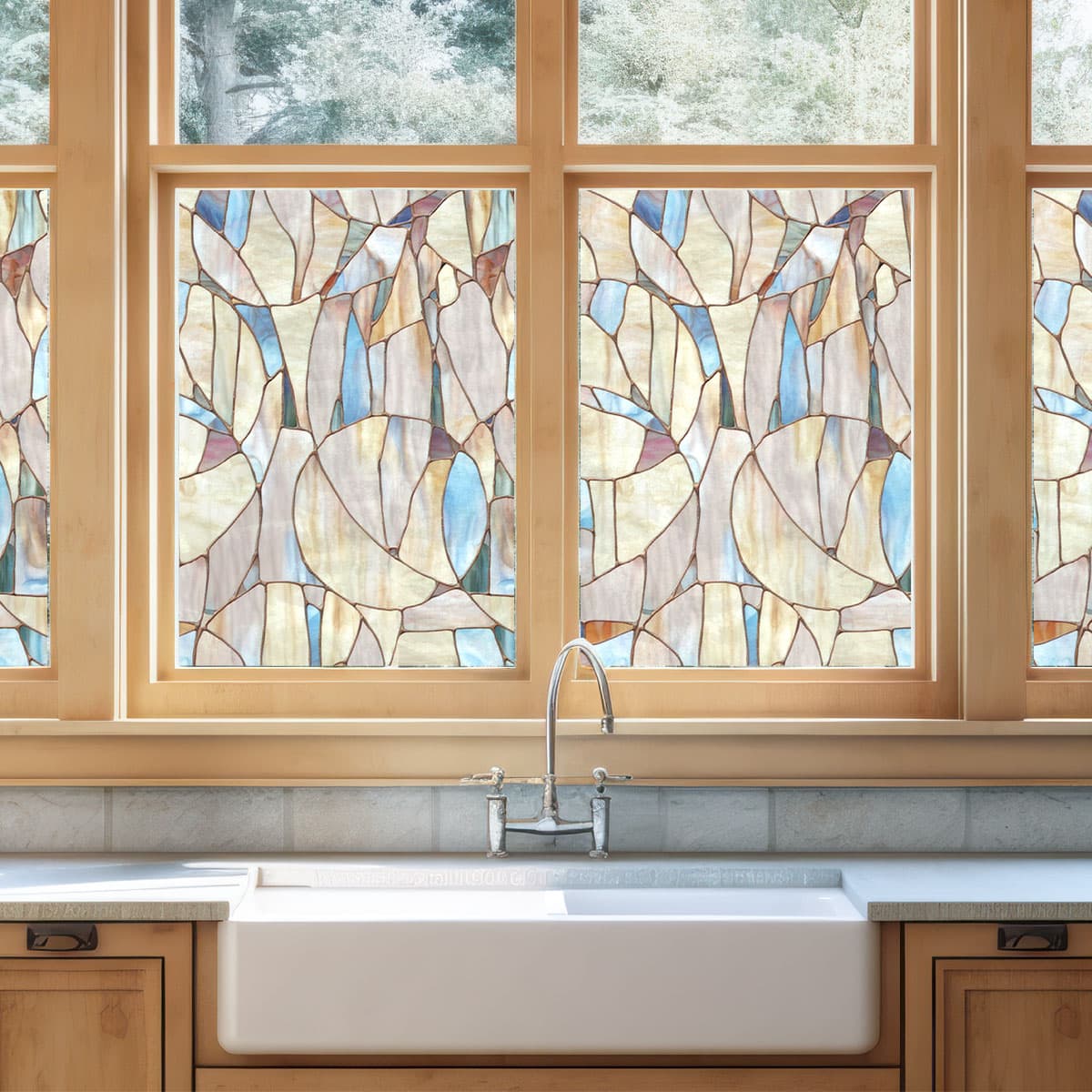 ADD.HERES Spiral 3D Stained Glass Window Film Static Cling
