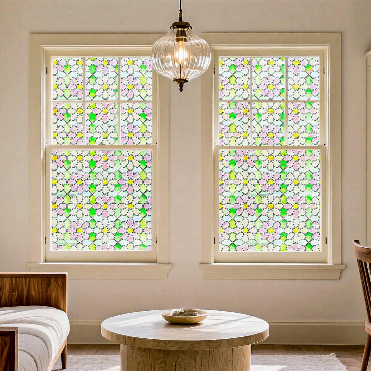 ADD.HERES Subtle Orchid 3D Stained Glass Window Film Static Cling