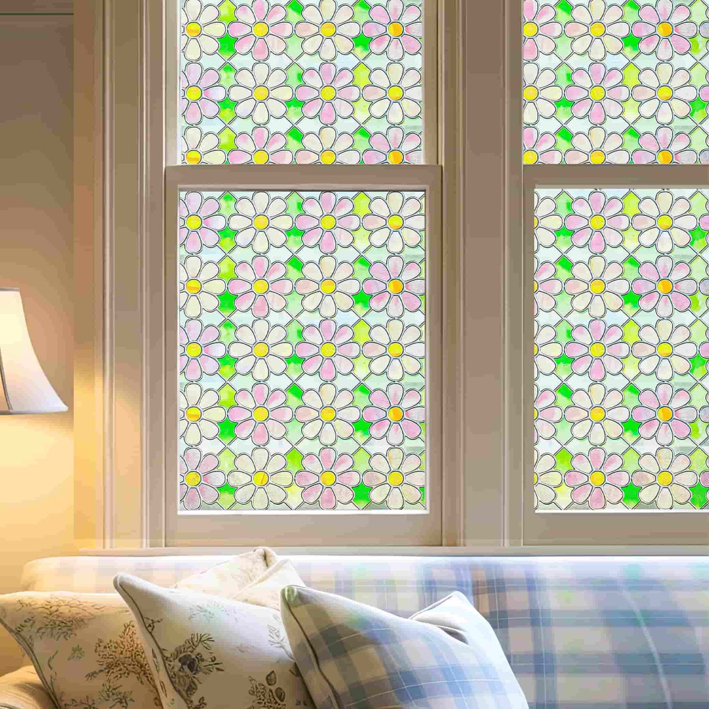 ADD.HERES Subtle Orchid 3D Stained Glass Window Film Static Cling