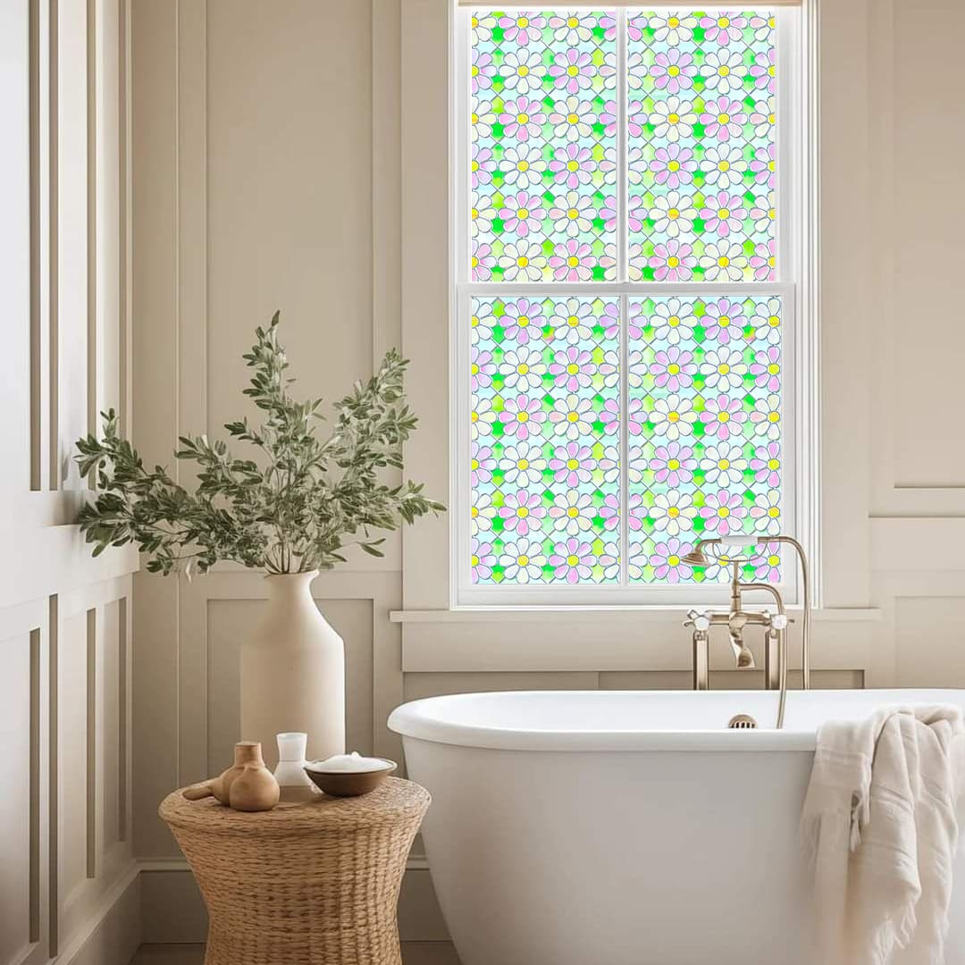ADD.HERES Subtle Orchid 3D Stained Glass Window Film Static Cling