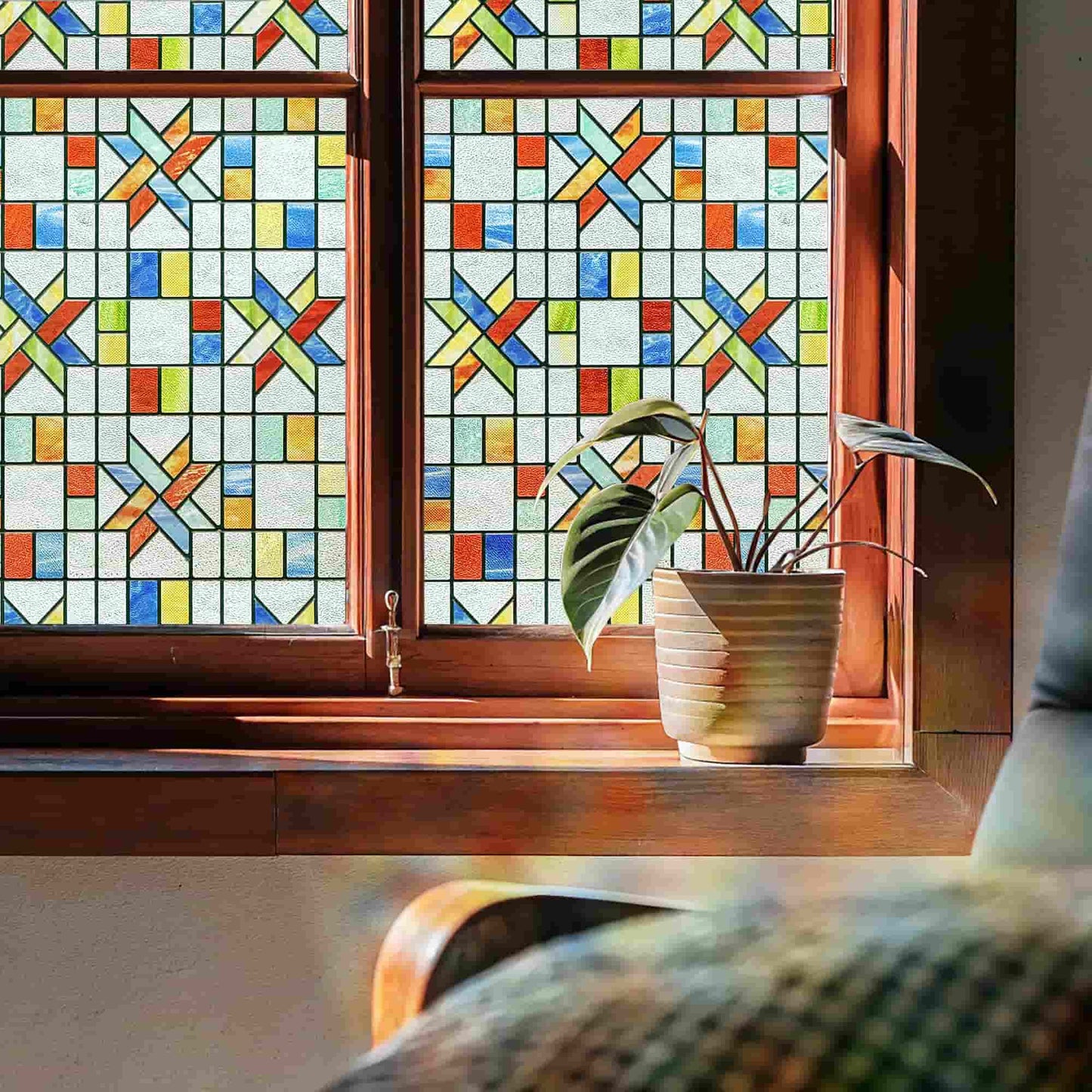 ADD.HERES Tangram 3D Stained Glass Window Film Static Cling