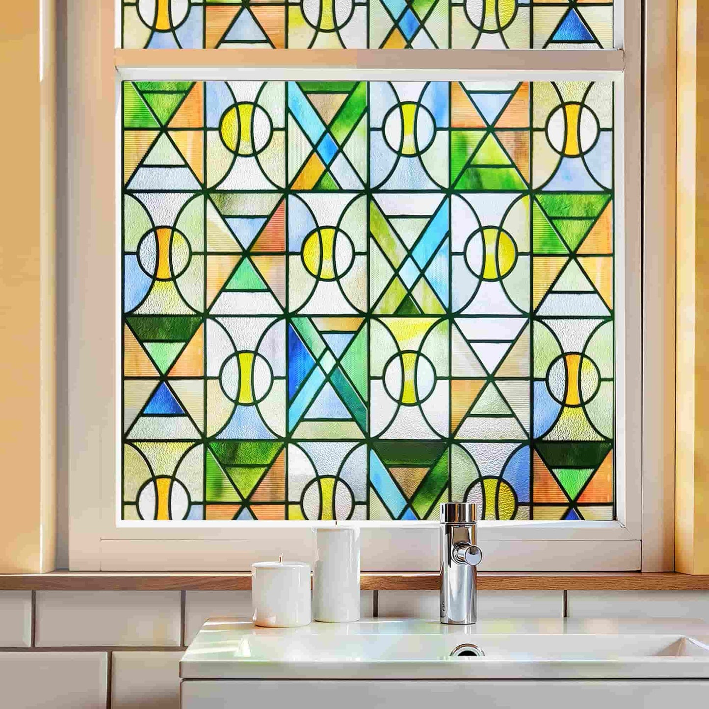 ADD.HERES Time Hourglass 3D Stained Glass Window Film Static Cling
