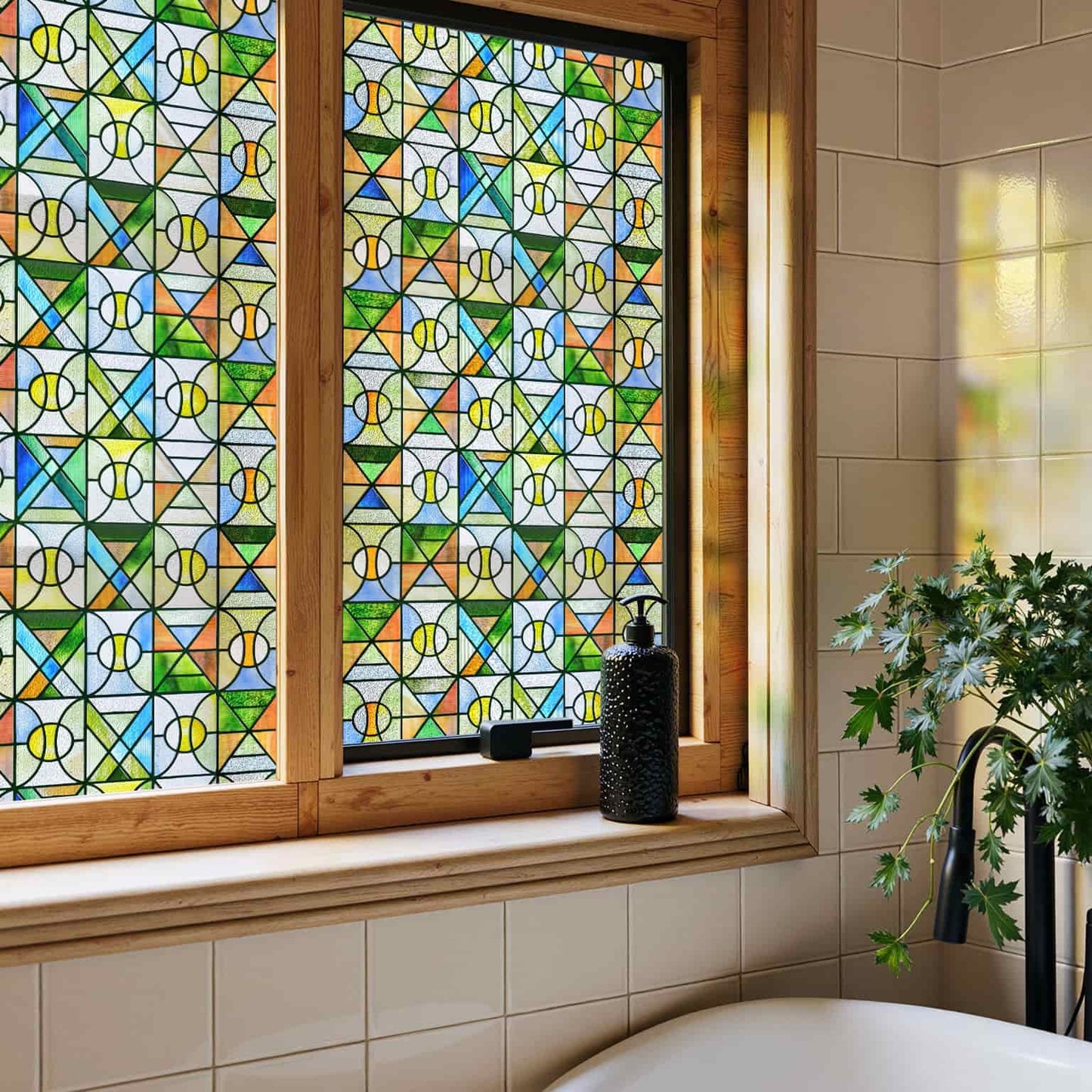 ADD.HERES Time Hourglass 3D Stained Glass Window Film Static Cling
