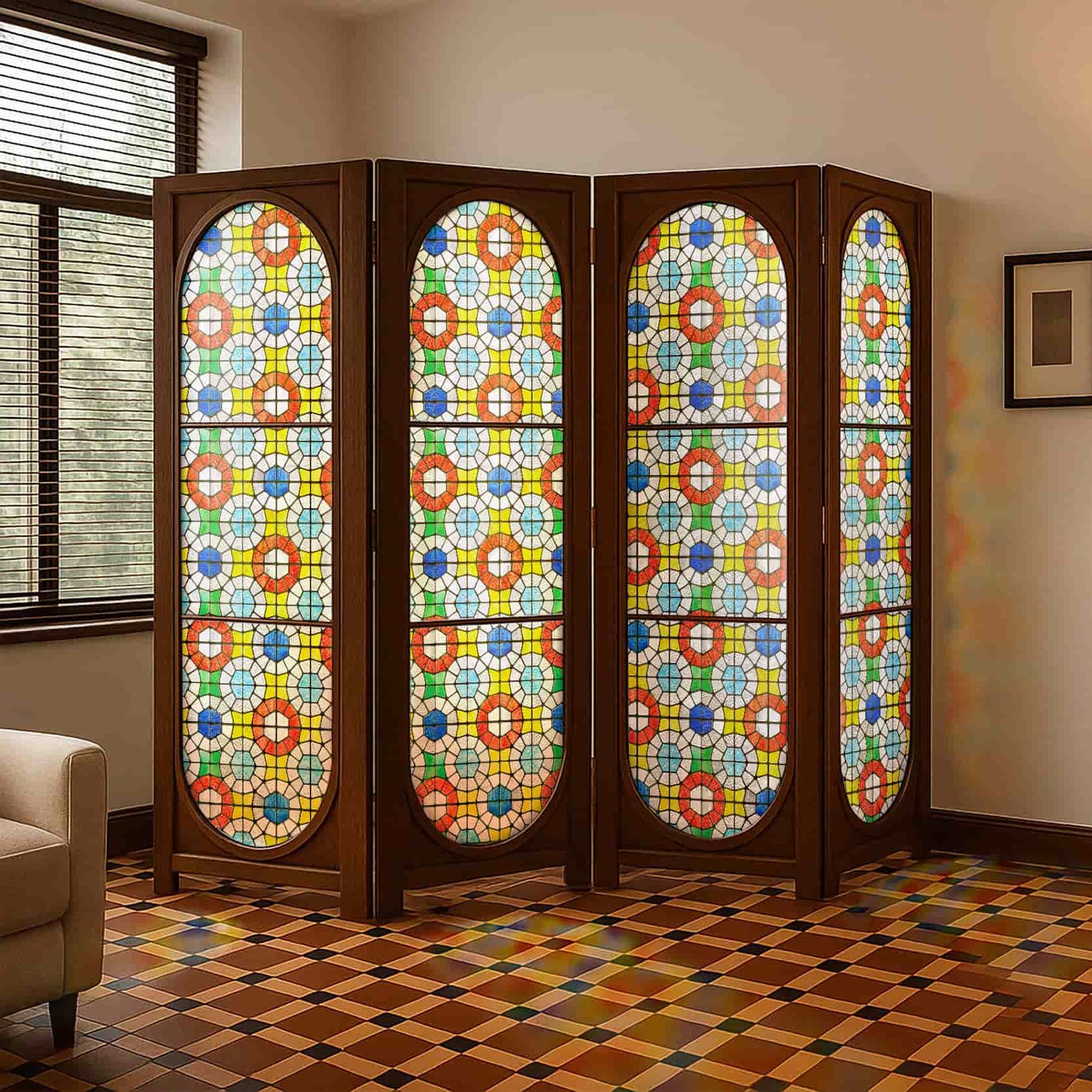 ADD.HERES West Grace 3D Stained Glass Window Film Static Cling