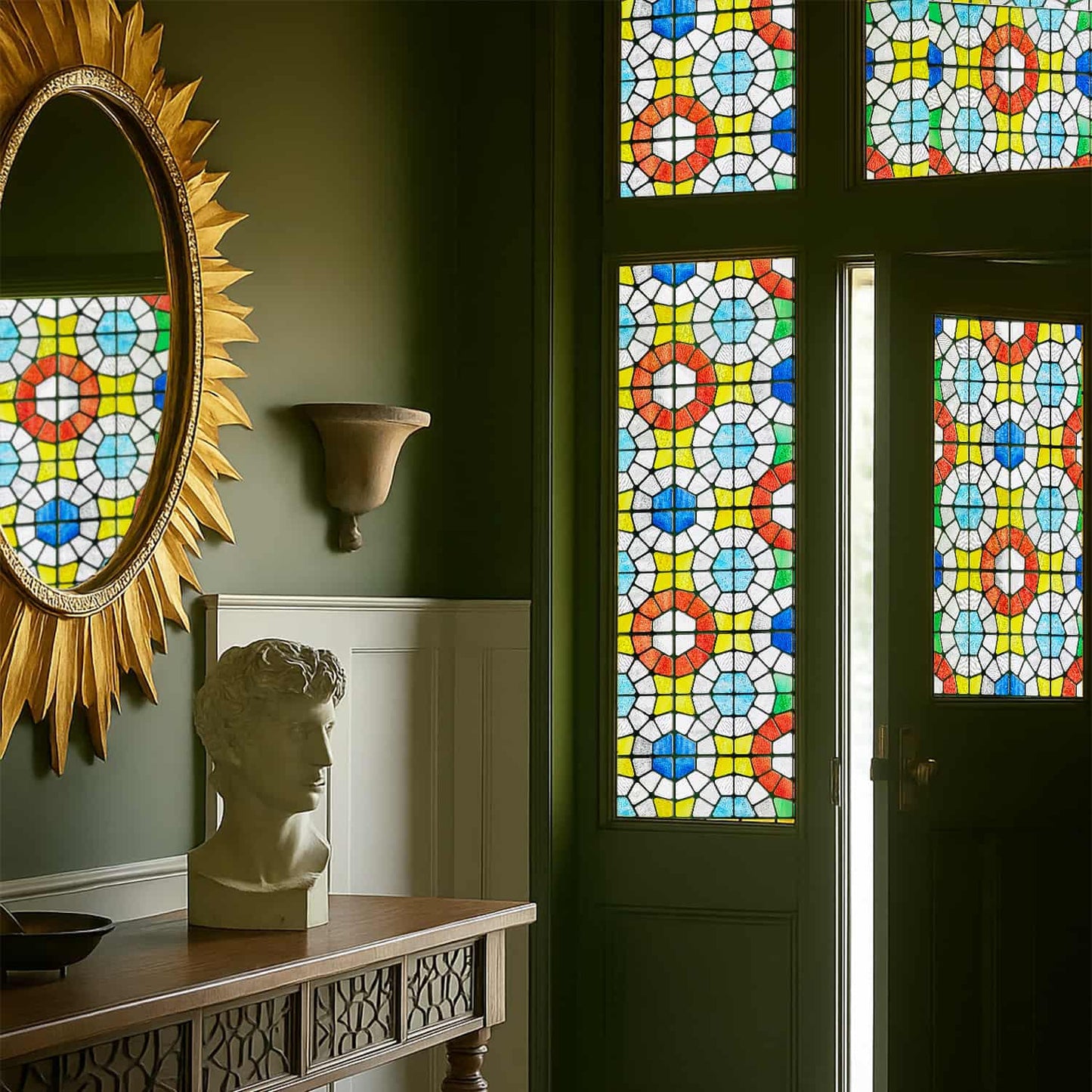 ADD.HERES West Grace 3D Stained Glass Window Film Static Cling